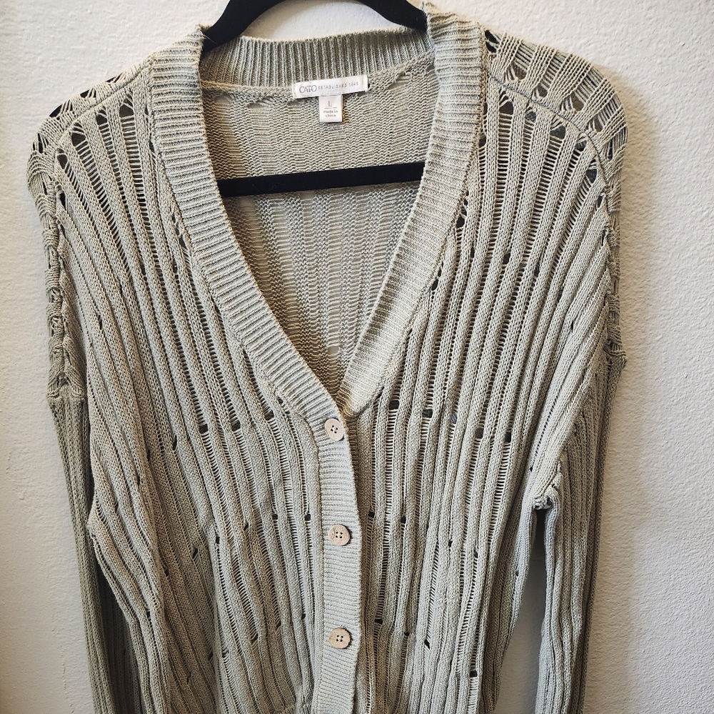 Cato Beige Knit Button-Up Cardigan